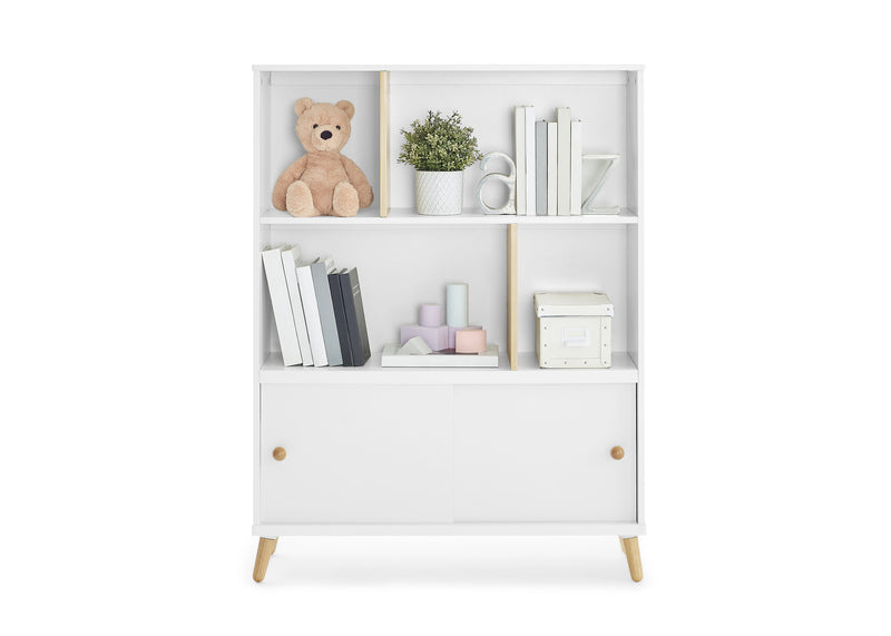 White bookshelf with decorative items on a white background 16-Essex Bookcase