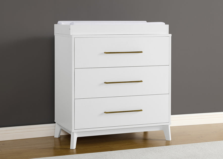 Bianca White (130) 1-Spencer 3 Drawer Dresser with Changing Top and Interlocking Drawers
