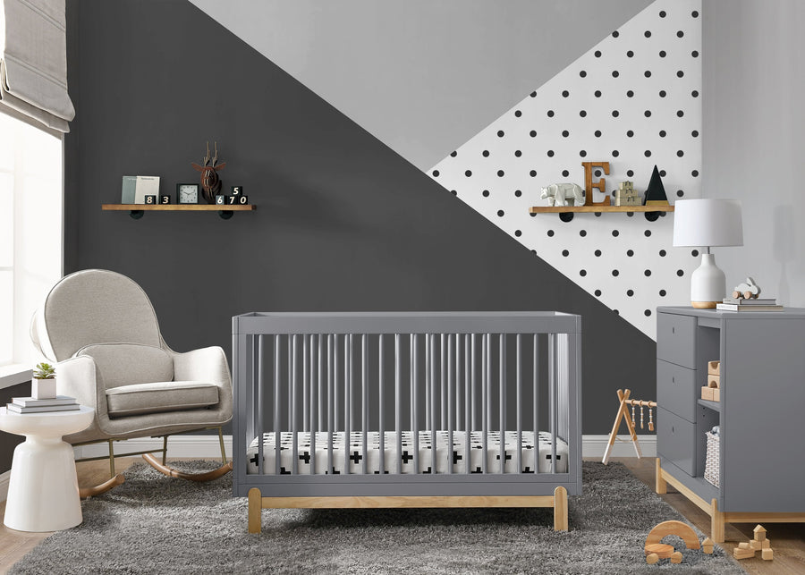 Grey with Natural (1359) 1-Poppy 4-in-1 Convertible Crib
