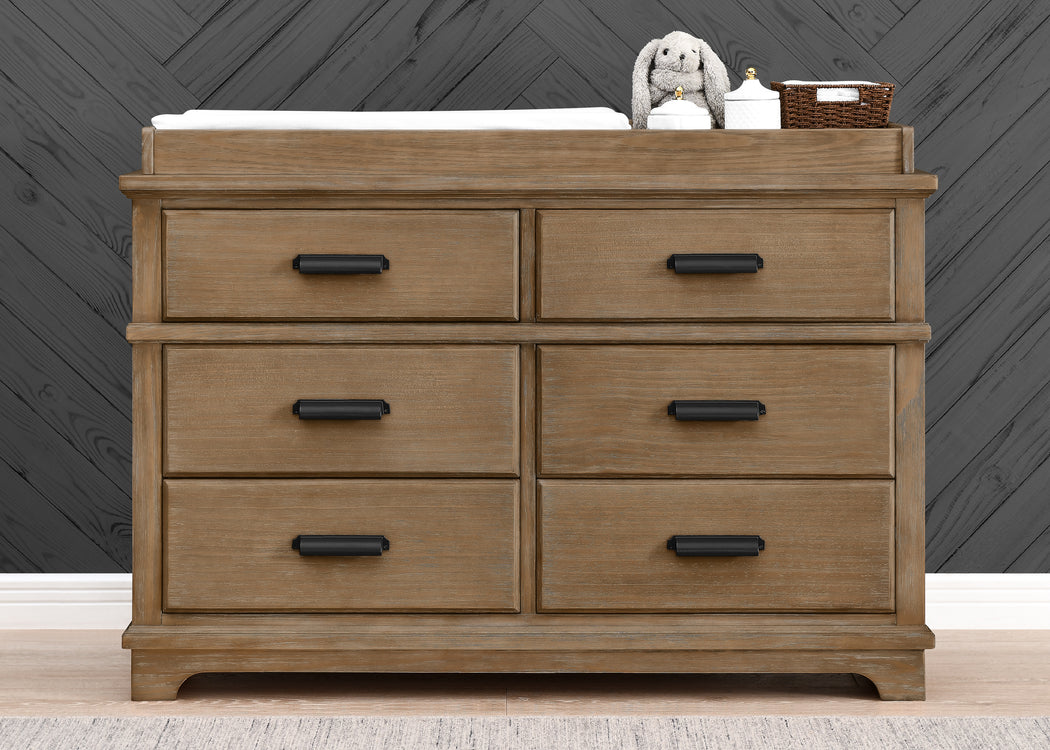 Asher 6 Drawer Dresser with Changing Top and Interlocking DrawersAged Oak (845)
