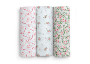 Pink Floral (3034) 16-Fitted Crib Sheets - 3 Pack