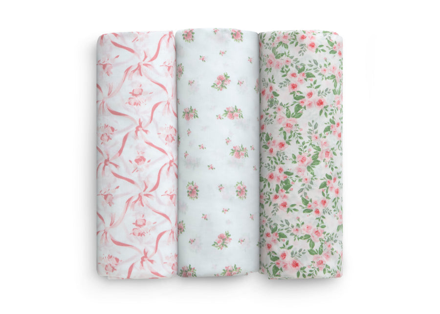 Pink Floral (3034) 14-Fitted Crib Sheets - 3 Pack