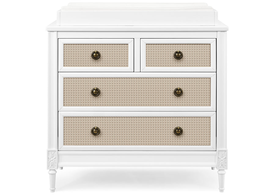 Bianca White with Textured Almond (1508) 2-Madeline 4 Drawer Dresser with Changing Top and Interlocking Drawers
