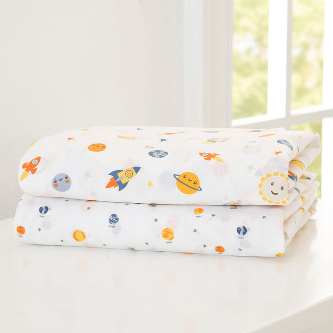 Space Exploration (3235) 19-Pink Floral Fitted Crib Sheets - 2 Pack