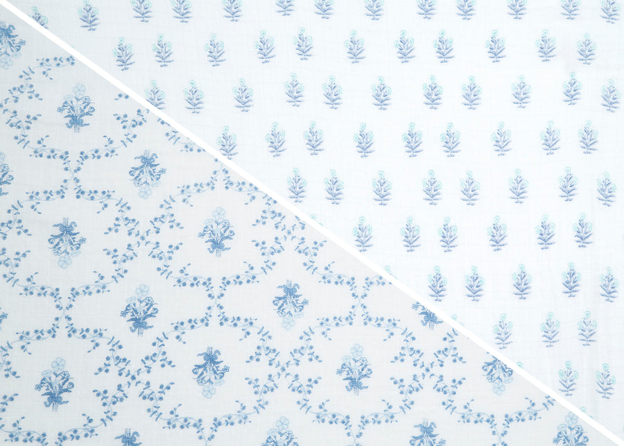 Blue Botanicals (3035) 9-100% Cotton Muslin Baby Receiving Blankets - 2 Pack