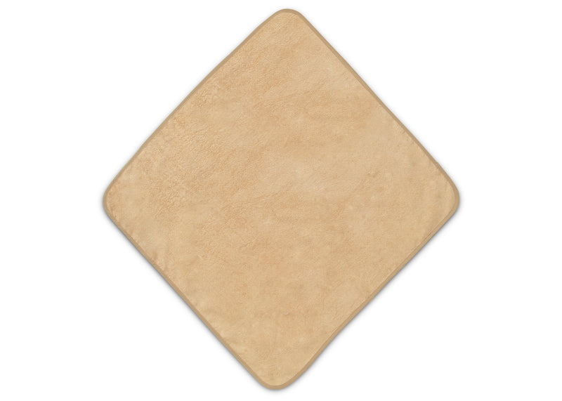 Beige square bath mat on a white background
