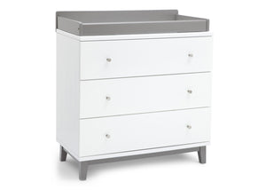 Delta Children White / Grey (027) Tribeca Three-Drawer Dresser Side View 1 with Changing Top a4a 5
