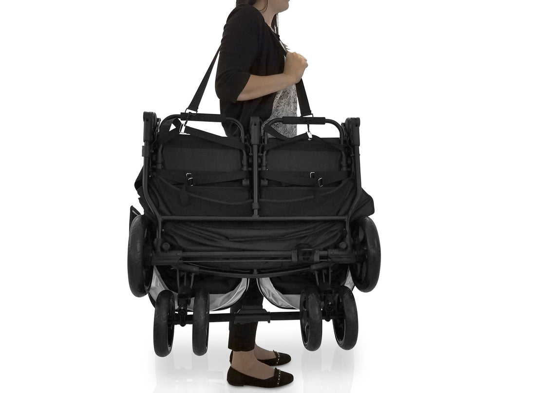   Jeep® Destination Side x Side Double Ultralight Stroller, Midnight (2013), foam handles and carry strap makes it easy to store or take with you