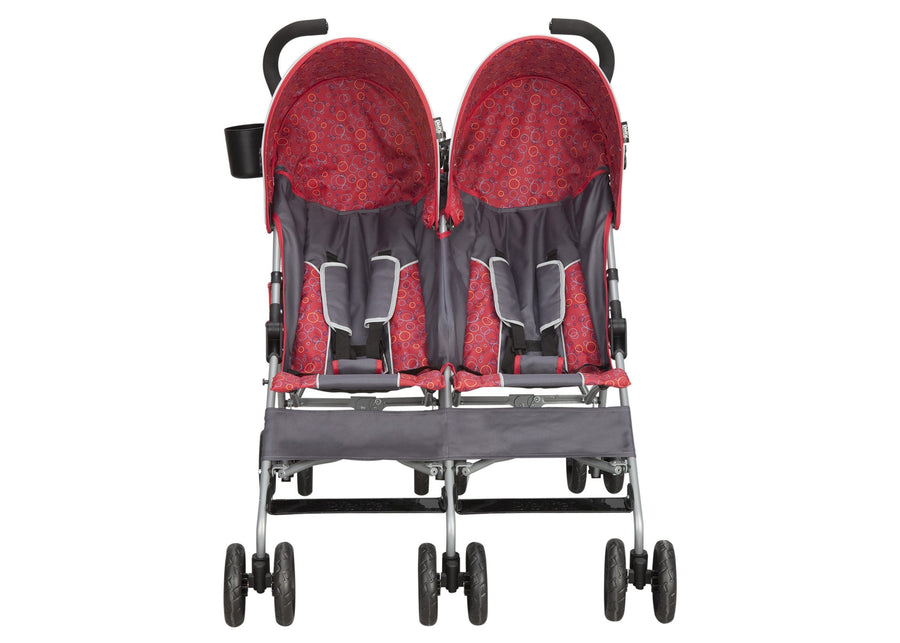 Delta Children Grey & Red (026) LX Side by Side Stroller (11701) Front View 15-LX Side by Side Stroller
