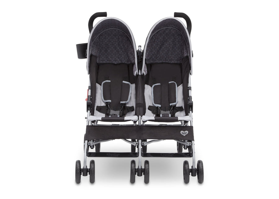 Delta Children Gateway (2296) LX Side by Side Stroller, Front View h2h 45-LX Side by Side Stroller