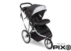 Delta Children J is for Jeep Brand Trek Grey Tonal (0261) Cross Country All Terrain Jogging Stroller Folded a4a 24-J is for Jeep® Brand Cross-Country All-Terrain Jogging Stroller