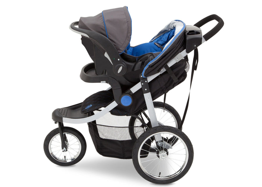 Delta Children J is for Jeep Brand Trek Blue Tonal (436) Cross Country All Terrain Jogging Stroller Full Left Side View b4b 7-J is for Jeep® Brand Cross-Country All-Terrain Jogging Stroller
