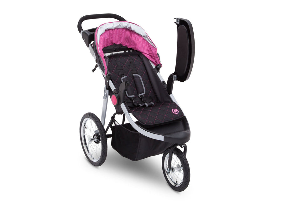 Delta Children J is for Jeep Brand Trek Pink Tonal (656) Cross Country All Terrain Jogging Stroller Right Side View c2c 9-J is for Jeep® Brand Cross-Country All-Terrain Jogging Stroller