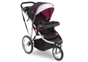 Delta Children J is for Jeep Brand Trek Pink Tonal (656) Cross Country All Terrain Jogging Stroller Right Side View, with Canopy, Child Tray and Sun Visor c1c 43