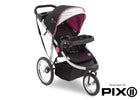 Delta Children J is for Jeep Brand Trek Pink Tonal (656) Cross Country All Terrain Jogging Stroller Folded c6c 27-J is for Jeep® Brand Cross-Country All-Terrain Jogging Stroller