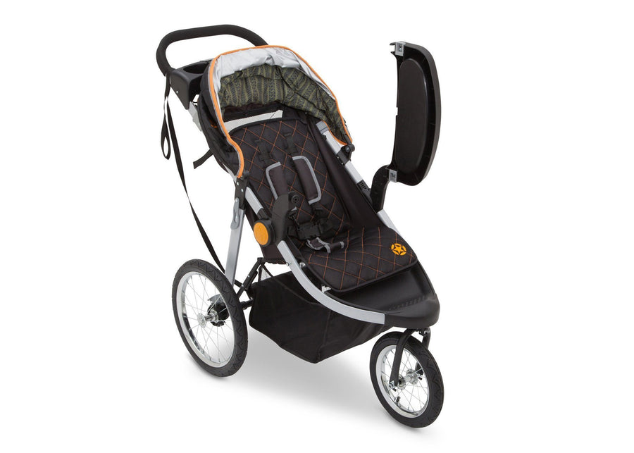 Delta Children J is for Jeep Brand Trek Orange (835) Cross Country All Terrain Jogging Stroller Right Side View d2d 13-J is for Jeep® Brand Cross-Country All-Terrain Jogging Stroller