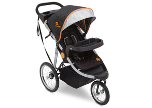 Delta Children J is for Jeep Brand Trek Orange (835) Cross Country All Terrain Jogging Stroller Right Side View, with Canopy, Child Tray and Sun Visor d1d 49