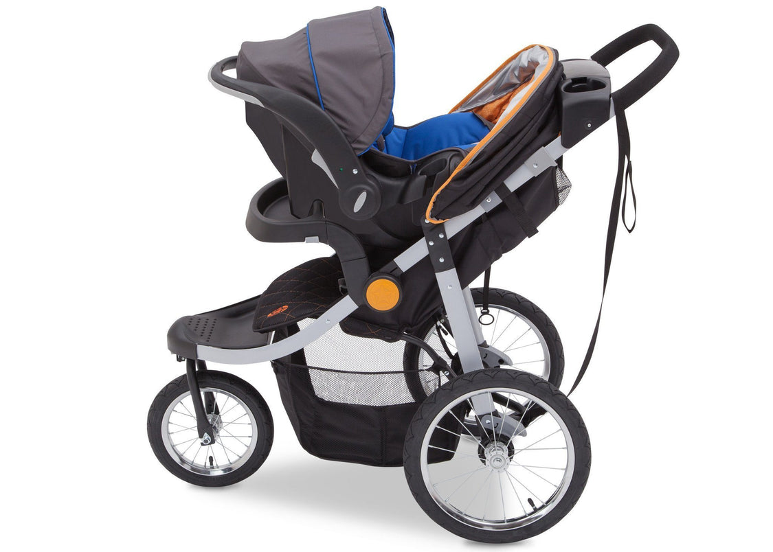Delta Children J is for Jeep Brand Trek Orange Tonal (838) Cross Country All Terrain Jogging Stroller Full Left Side View e4e