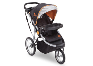 Delta Children J is for Jeep Brand Trek Orange Tonal (838) Cross Country All Terrain Jogging Stroller Right Side View, with Canopy, Child Tray and Sun Visor e1e 54