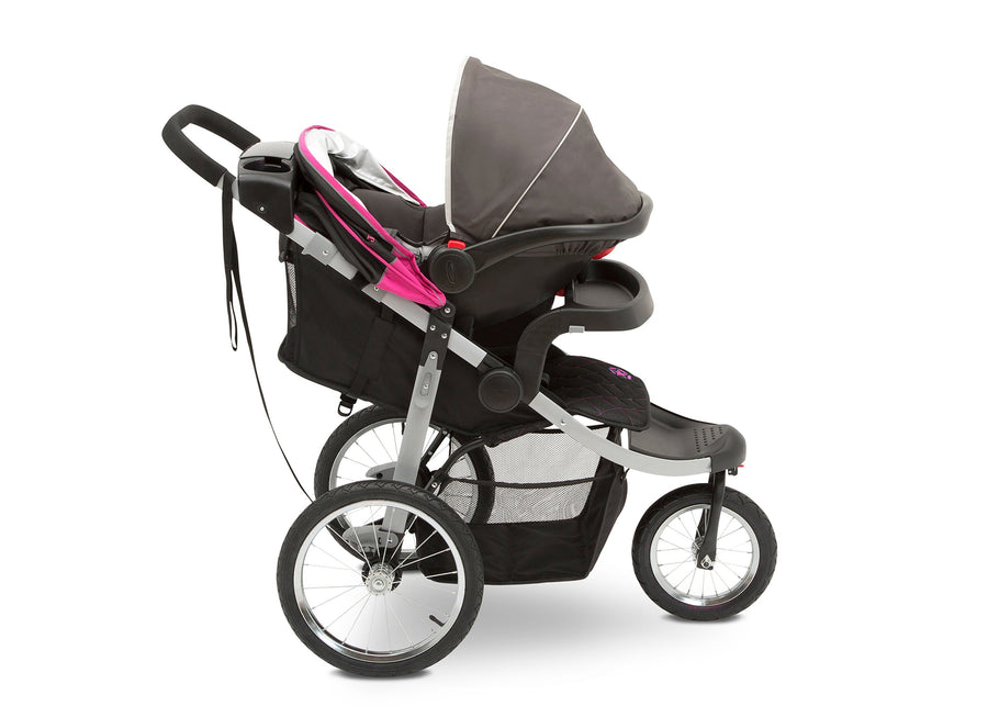 Jeep Unlimited Range Jogger by Delta Children, Trek Pink Tonal (656) with extendable European-style canopy 16-Jeep® Unlimited Range Jogger