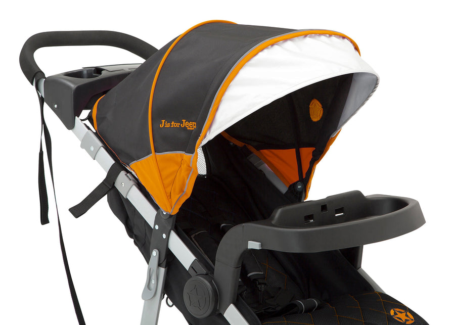 Jeep Unlimited Range Jogger by Delta Children, Trek Orange (835) with extendable European-style canopy 24-Jeep® Unlimited Range Jogger