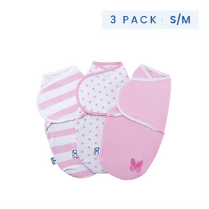 Girl (5004) 17-Little Lambs Adjustable Swaddle Wrap - Size Small/Medium, Fits Babies 0-3 Months/7-14 lbs., 3-Pack
