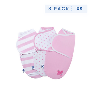Girl (5004) 23-Little Lambs Adjustable Swaddle Wrap - Size Extra Small, Fits Babies 0-3 Months/4-7 lbs., 3-Pack
