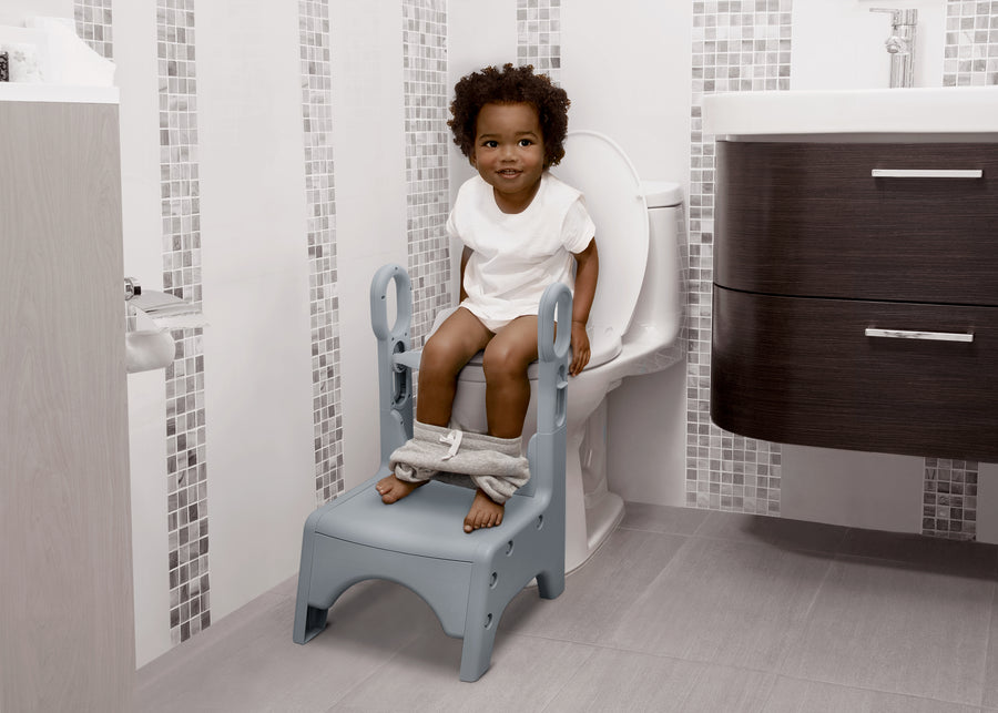White and Grey (5052) 1-Little Jon-EE Adjustable Potty Seat and Step Stool