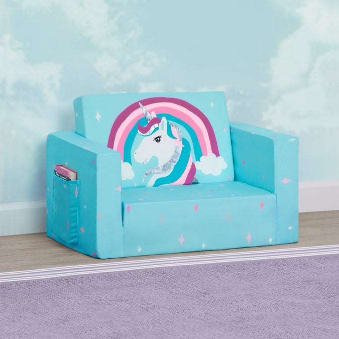 Blue Unicorn (5060) 10-Unicorn Cozee Flip Out Chair - 2-in-1 Convertible Chair to Lounger for Kids