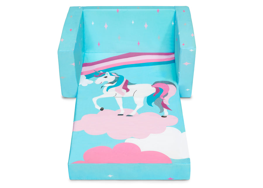 Blue Unicorn (5060) 8-Unicorn Cozee Flip Out Chair - 2-in-1 Convertible Chair to Lounger for Kids
