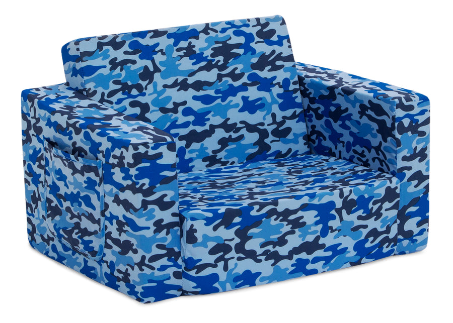 Blue Camo (5061) 13-Cozee Flip-Out Chair - 2-in-1 Convertible Chair to Lounger for Kids