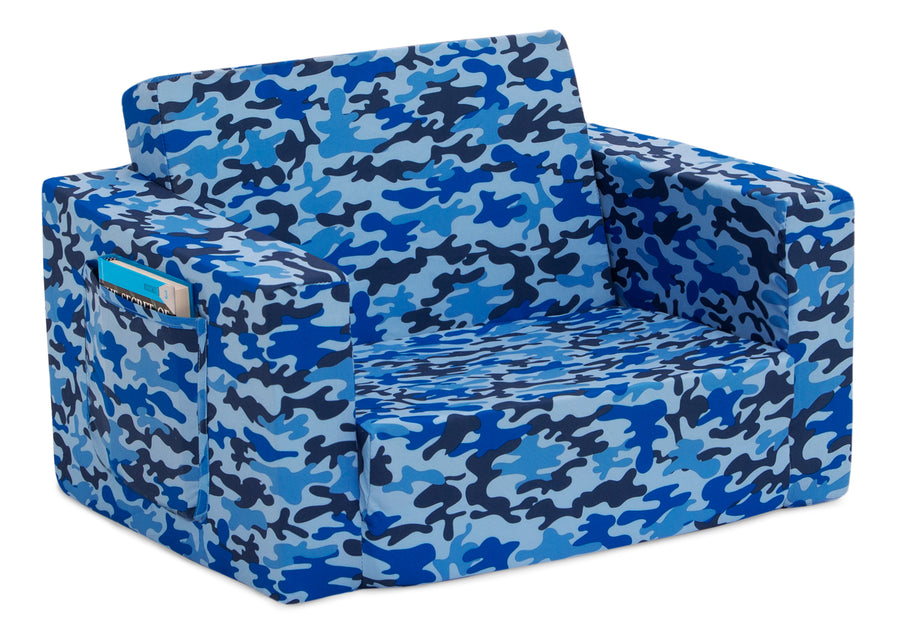 Blue Camo (5061) 15-Cozee Flip-Out Chair - 2-in-1 Convertible Chair to Lounger for Kids