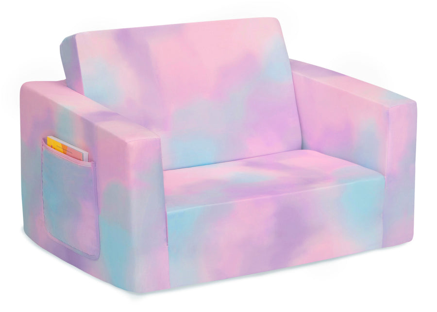 Blue & Pink Tie-Dye (5062) 4-Cozee Flip-Out Chair - 2-in-1 Convertible Chair to Lounger for Kids