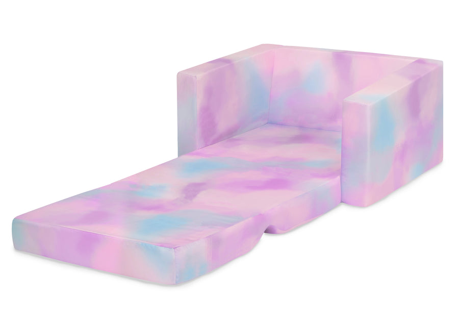 Blue & Pink Tie-Dye (5062) 7-Cozee Flip-Out Chair - 2-in-1 Convertible Chair to Lounger for Kids