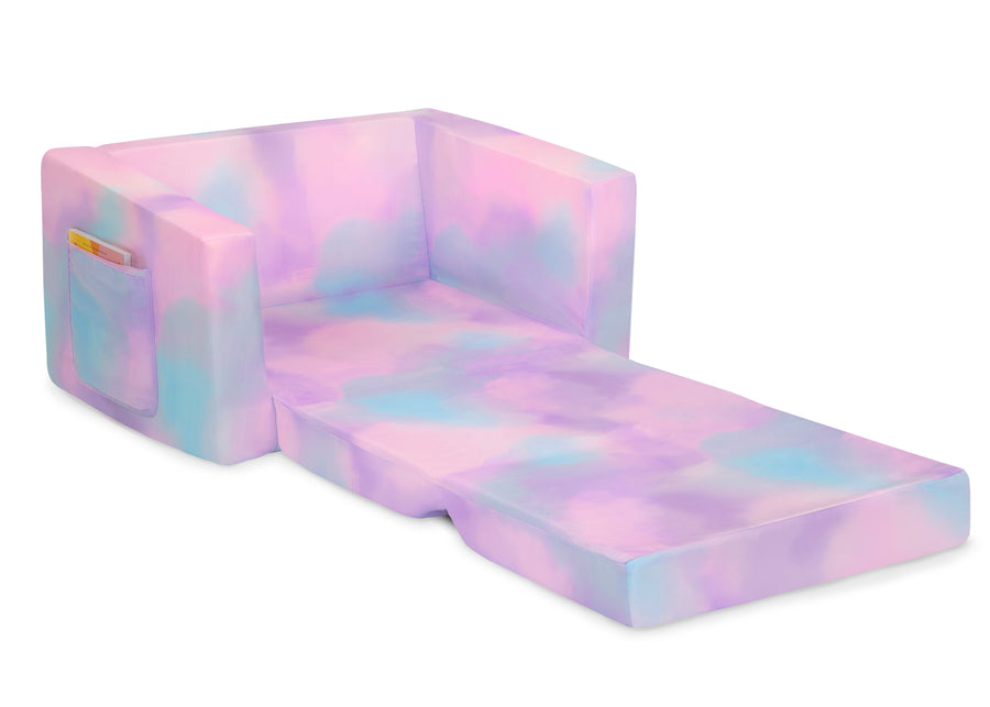 Blue & Pink Tie-Dye (5062) 5-Cozee Flip-Out Chair - 2-in-1 Convertible Chair to Lounger for Kids