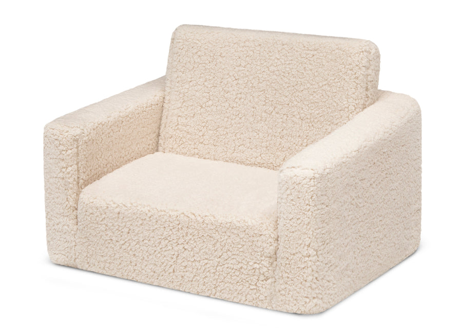 Cream Sherpa (5030) 15-Cozee Flip-Out Sherpa 2-in-1 Convertible Chair to Lounger for Kids