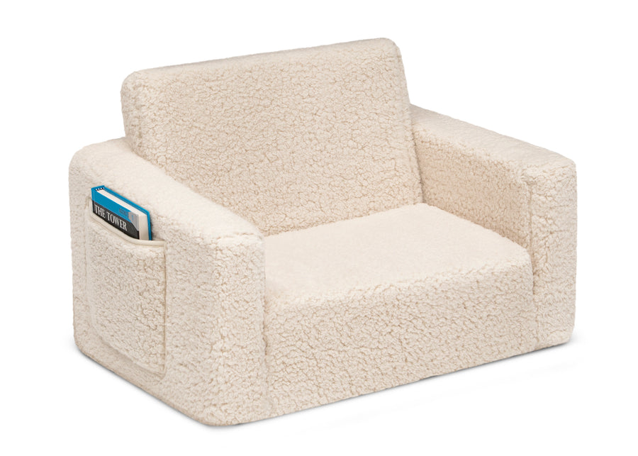 Cream Sherpa (5030) 13-Cozee Flip-Out Sherpa 2-in-1 Convertible Chair to Lounger for Kids