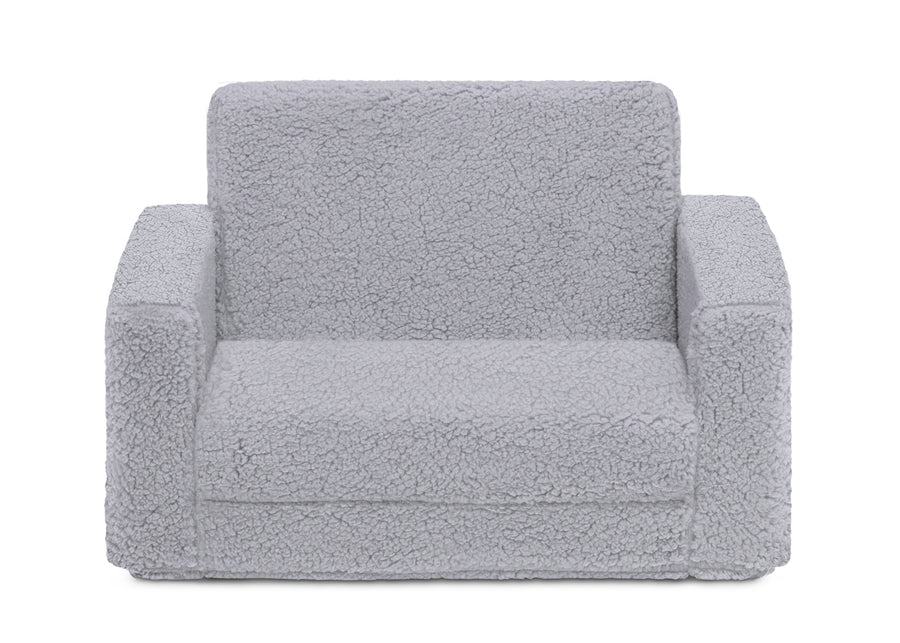 Grey Sherpa (5031) 2-Cozee Flip-Out Sherpa 2-in-1 Convertible Chair to Lounger for Kids