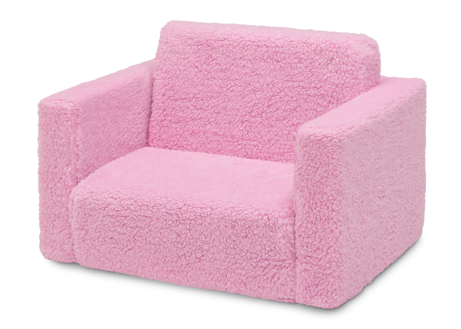 Pink Sherpa (5032) 9-Cozee Flip-Out Sherpa 2-in-1 Convertible Chair to Lounger for Kids