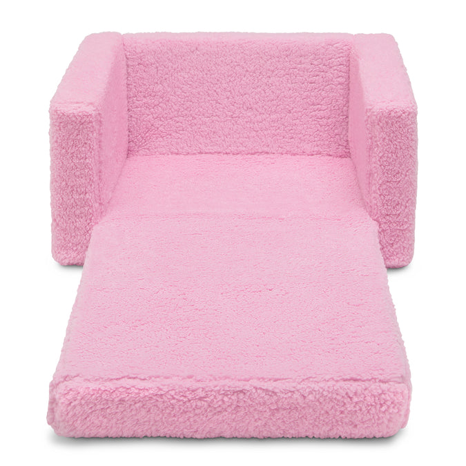 Pink Sherpa (5032) 10-Cozee Flip-Out Sherpa 2-in-1 Convertible Chair to Lounger for Kids