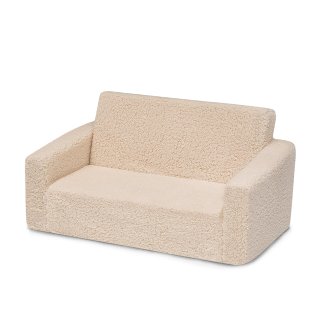Cream Sherpa (5030)  15-Cozee Flip-Out Sherpa 2-in-1 Convertible Sofa to Lounger for Kids