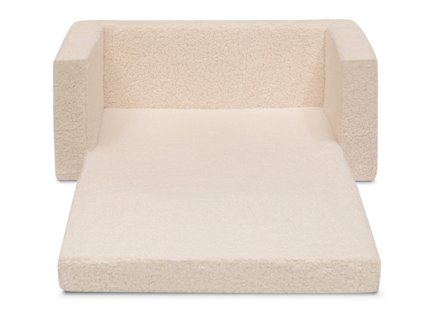 Cream Sherpa (5030) 14-Cozee Flip-Out Sherpa 2-in-1 Convertible Sofa to Lounger for Kids