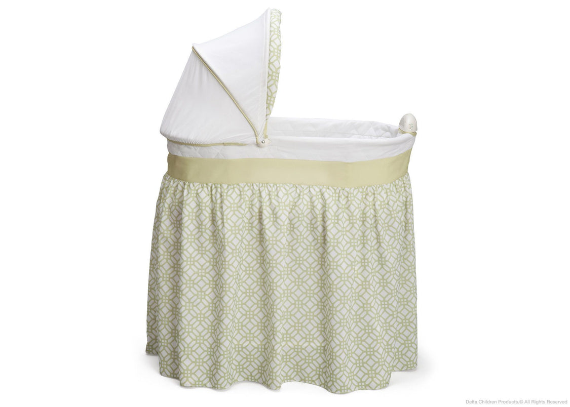 Delta Children Tonal Green Ultimate Sweet Beginnings Bassinet, Full Side View