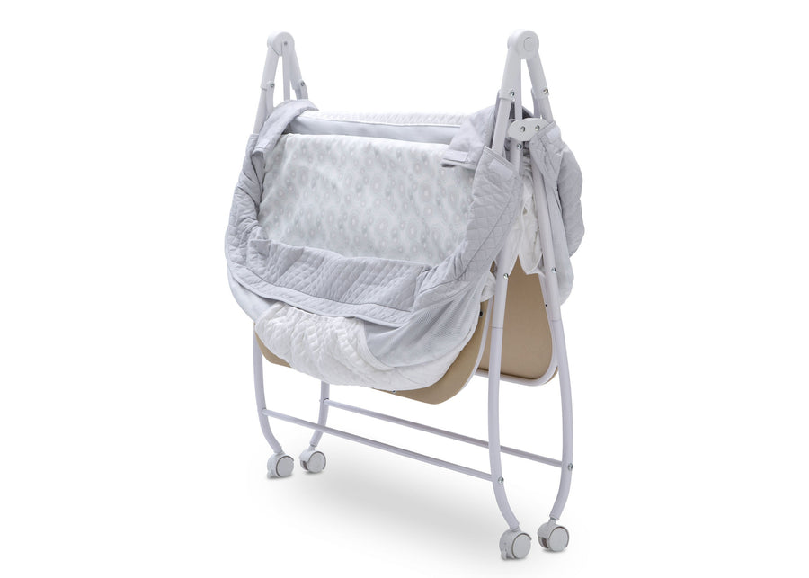 Little Folks by Delta Children Aqua Geo (2040) Twin EZ Fold Ultra Compact Double Bassinet, Folded View 6-Twin EZ Fold Ultra Compact Double Bassinet