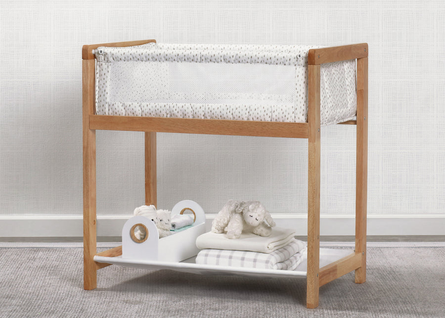 Classic Wood Bedside Bassinet Sleeper - Portable Crib with High-End Wood Frame Paint Dabs (2129) 6-Classic Wood Bedside Bassinet Sleeper - Portable Crib with High-End Wood Frame