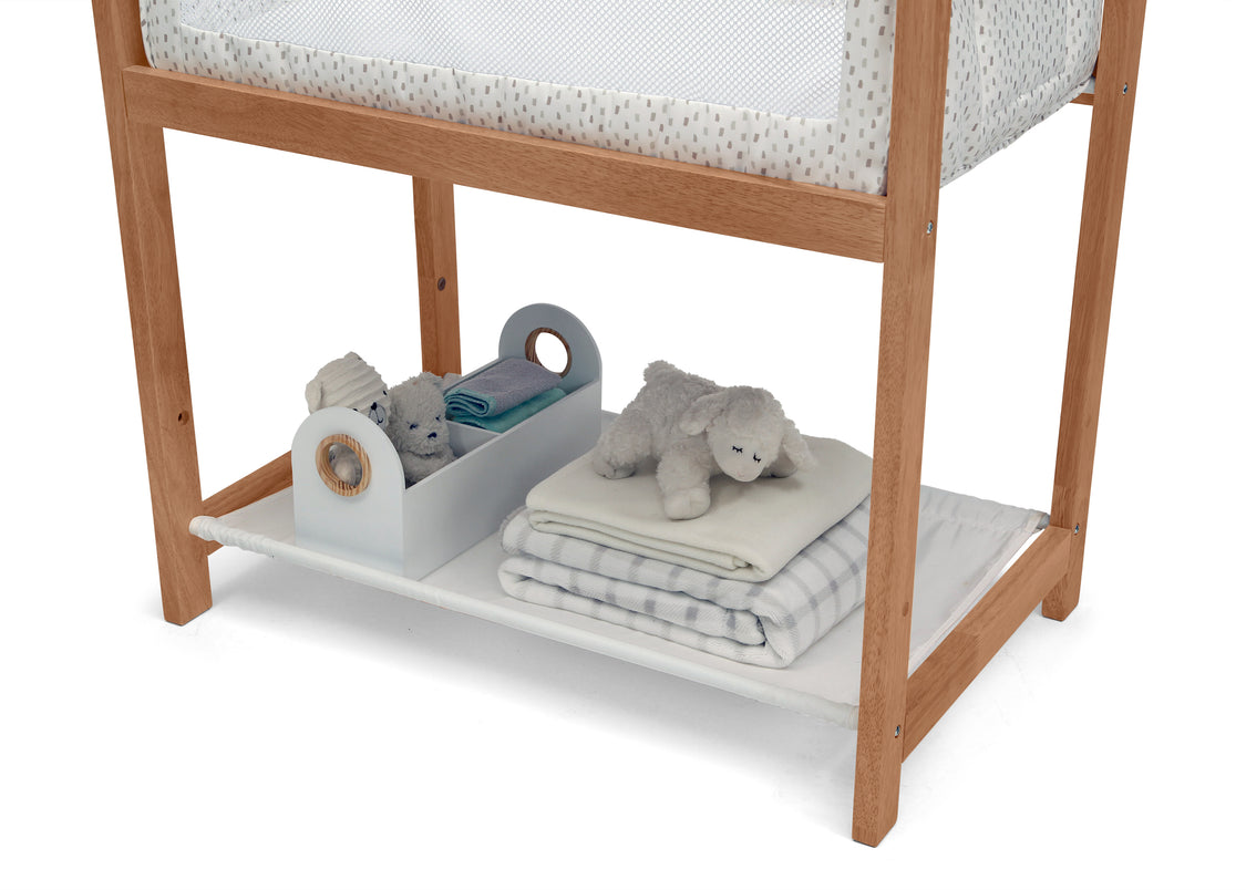 Classic Wood Bedside Bassinet Sleeper - Portable Crib with High-End Wood Frame Paint Dabs (2129)