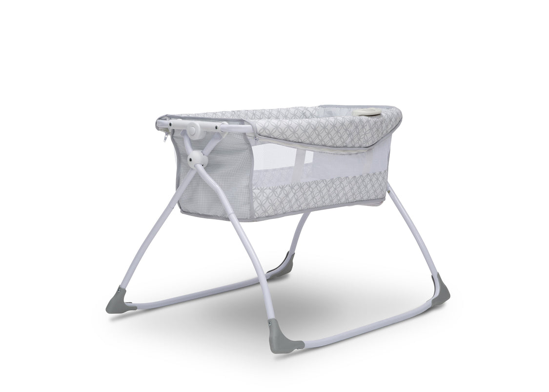 Delta Children Grey Infinity (434) Newborn Soothing Sleeper Bassinet, Right Silo View