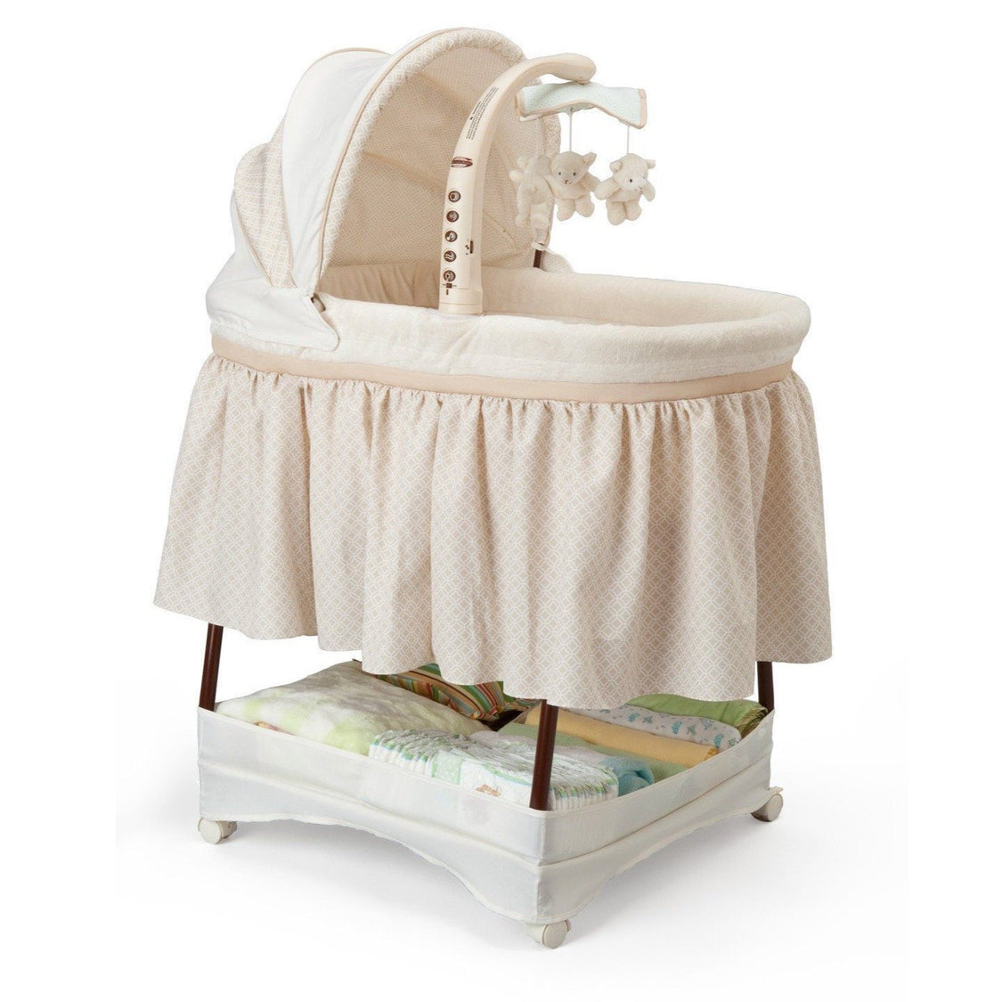 Delta Children Sand (274) Time Elite Gliding Bassinet, Right Side View c1c