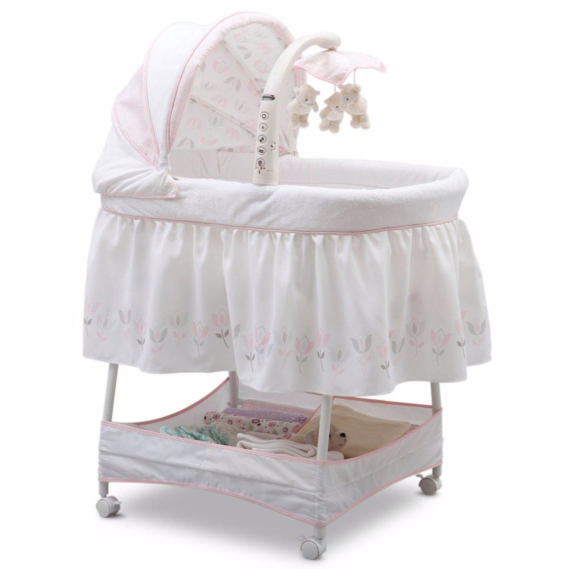 Delta Children Tulip Garden (665) Slumber Time Elite Gliding Bassinet, Right Side View e1e