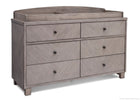 Simmons Kids Stained Grey (054) Chevron 6 Drawer Dresser, Side View with Changing Topper a4a 4-Chevron 6 Drawer Dresser
